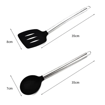 

12Pcs/set Silicone Kitchenwares Non-Stick Cooking Utensils Baking Tools Spatula Spoon Clip Kit with Stainless Steel Handle J2Y