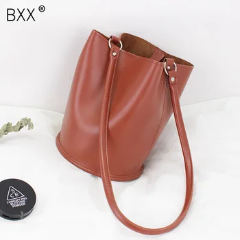 

[BXX] Vintage PU Leather Large Capacity Crossbody Bags For Women 2020 Spring New Shoulder Bag Fashion Handbags Bucket Bags HK639