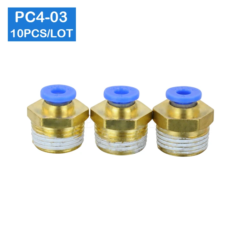 

High quality 10pcs PC4-03, 4mm to 3/8' Pneumatic Connectors male straight one-touch fittings