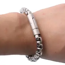 В стиле панк, 9 мм Нержавеющая сталь браслет с прямоуголными звеньями для Для мужчин 23 см длинные серебряные соединительные цепи Магнитный Браслет вечерние ювелирные изделия