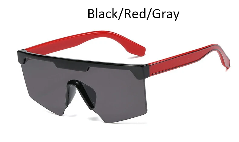 Black Red Gray Большие зеркальные безободковые солнцезащитные очки для мужчин и женщин, роскошные брендовые солнцезащитные очки, женские винтажные Ретро очки, унисекс очки UV400 - Цвет линз: Black Red Gray