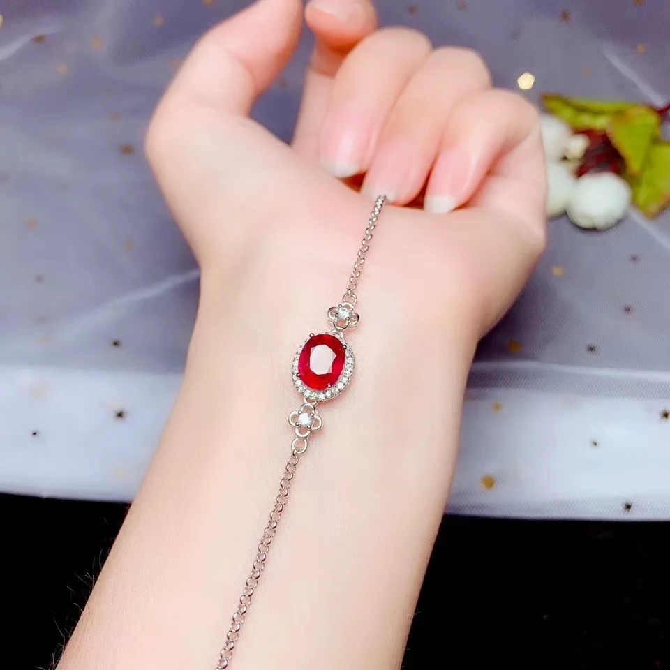3 карата простой стиль браслет из натурального рубина 925 стерлингового серебра посылка подлинные ювелирные изделия Эксклюзивный специальная цена