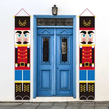 

Christmas Nutcracker Banners Xmas Decorations Soldier Model for Front Door Indoor Outdoor Party Decoration
