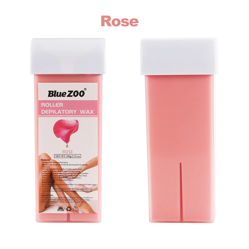 Blue ZOO, 100 г, роликовый эпиляционный воск, эпилятор для рук, ног, подмышек, тела, воск для удаления волос, несколько ароматов, инструменты для удаления волос - Цвет: Rose