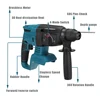 10000bpm Electric Hammer Impact Drill Rechargeable Brushless Cordless Rotary Hammer Drill 4 Function For 18V Makita Battery ► Photo 3/6