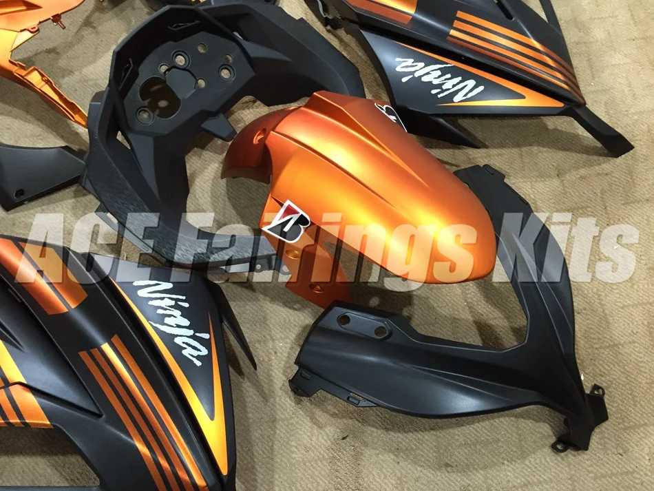 ABS обтекатель комплект для Kawasaki Ninja300 EX300 300R 2013, 13, 14, 15, 16, 17, Обтекатели orange черный матовый