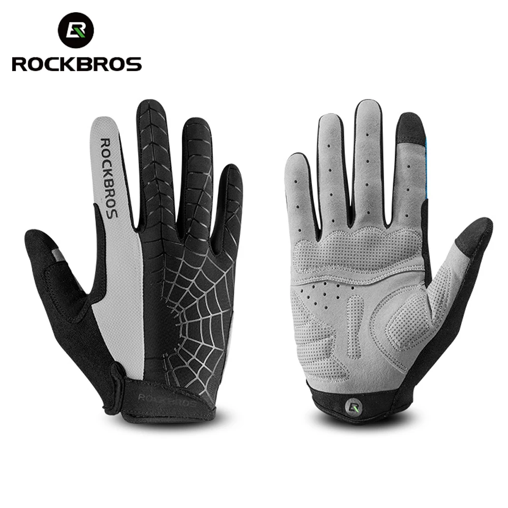ROCKBROS Cycling Gloves Touch Screen GEL Bike Gloves Sport MTB Road Full Finger Hafl Finger Bicycle Gloves Men Guantes Ciclismo - Цвет: Full Finger-Black