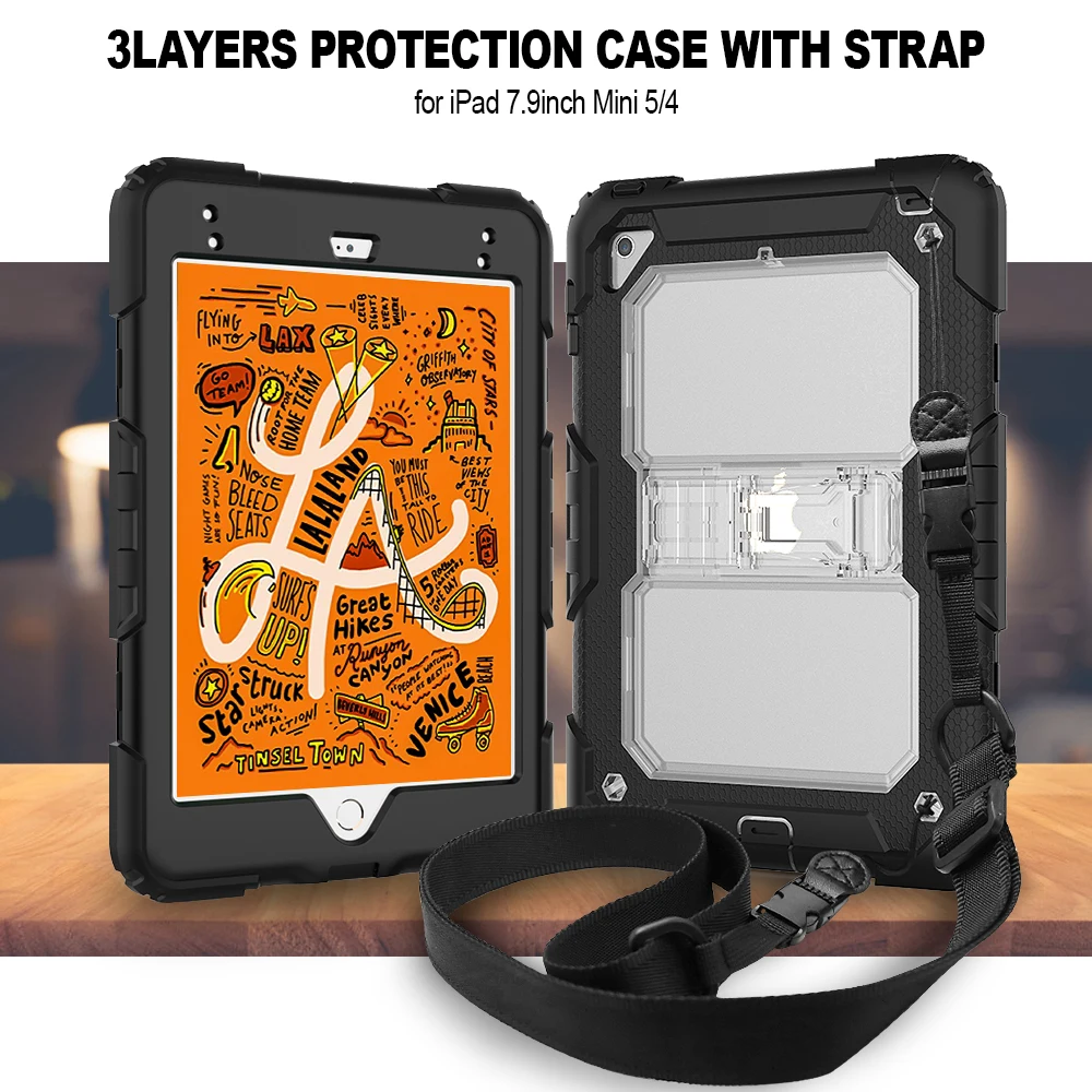 Universal shoulder strap cases for ipad mini 4th 5th gen transparent