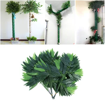 

50pcs Artificial Green Bamboo Leaves Fake Green Plants Greenery Leaves for Home Hotel Office Decoration