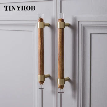 

Minimalism T Bar Brass Knob Nordic Style Handmade Dresser Drawer Handle Solid Wood Knobs and Long Handles for Furniture