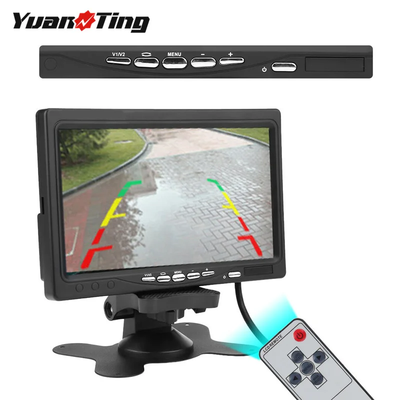 

YuanTing 7'' TFT LCD Display Monitor 800X480 Resolution Screen with Bracket Remote Control and 2 AV Input for Car Backup Camera