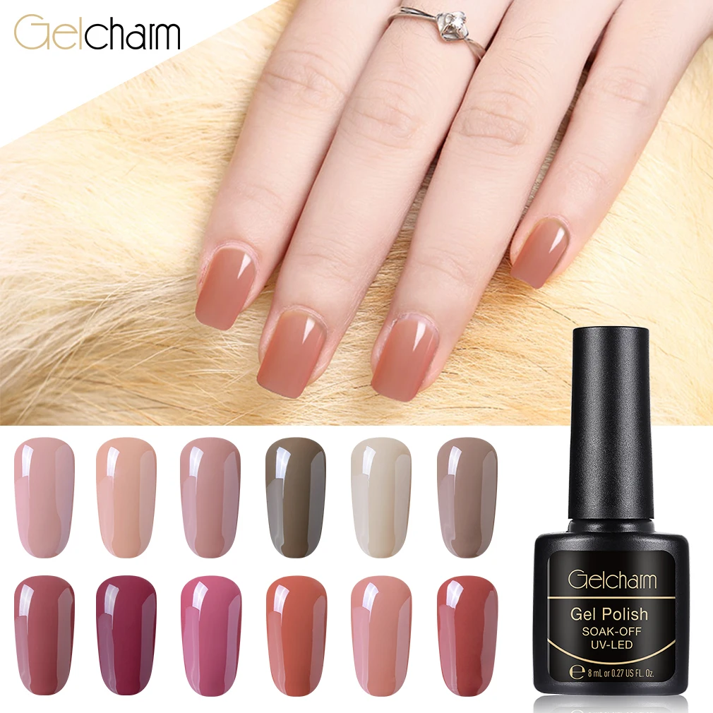 

Gelcharm 8ML Nude Color Series Nail Gel Nail Polish Varnish UV LED Soak Off Nail Lacquer Art Manicure Nail Salon