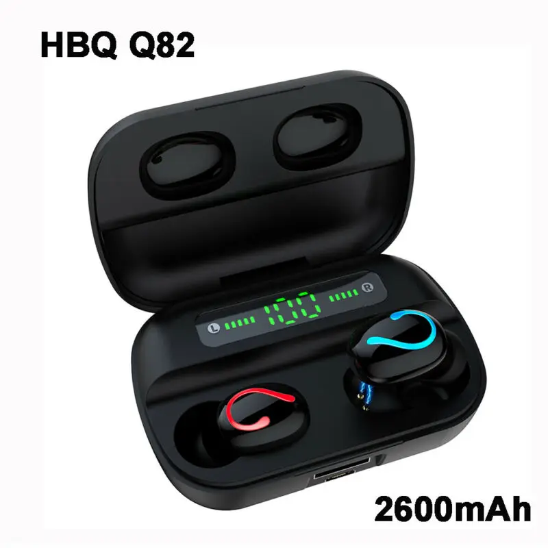 Q82 TWS With Mic Wireless Digital Display Headsets Bluetooth Earphone Power Bank Stereo Sport Gaming Earphone