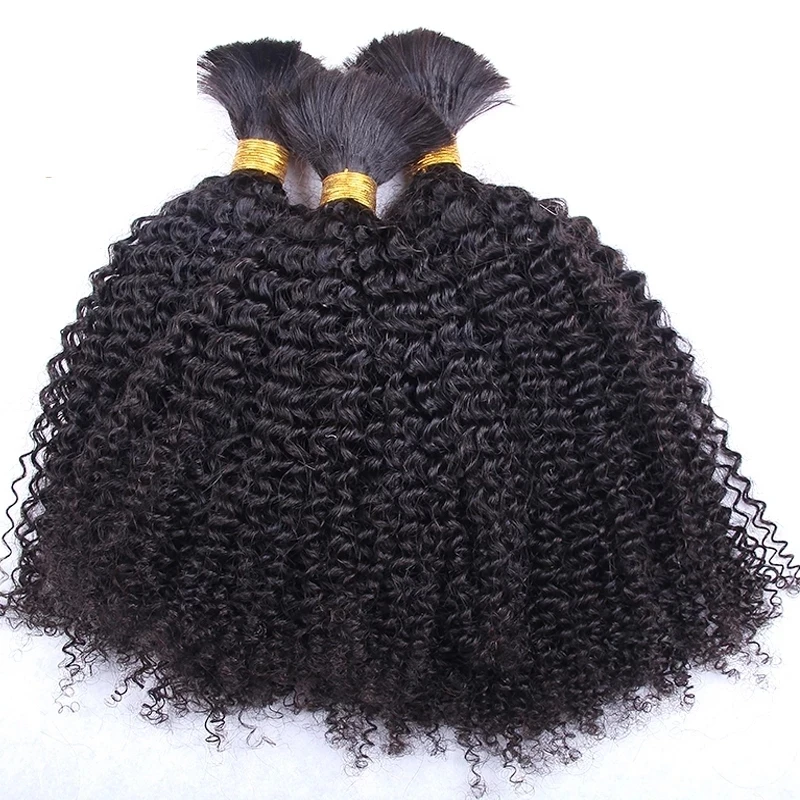 Estensioni dei pacchi dei capelli umani ricci crespi 100g massa dei capelli umani ricci Afro crespi mongoli per intrecciare nessuna trama per le donne di colore