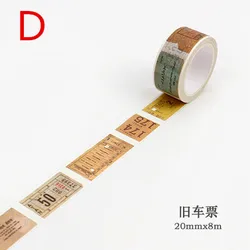 Vintage Retro Washi Tape Set for Scrapbooking and Decorative Journaling (D)