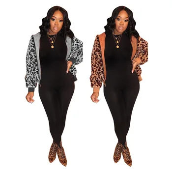 

Autumn Winter Women Jacket Coat Long Sleeve Fleece Leopard Print Casual Hooded Jackets Plus Size Coats