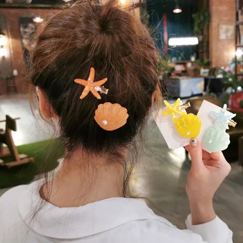 

Korean Girl Pearl Hair Clip Shell Starfish Hairpin Barrette Cute Side Clip Shiny Sweet Hair Accessories