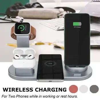 

Dock-Station Fast Wireless Charger 4 in 1 Wireless Charging Dock for iPhone/Micro-USB/Type-C/Airpods Watch Stand Fast Charging