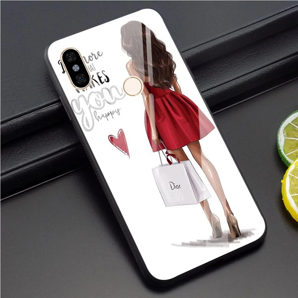 K1532409 Супер мама девочка чехол из закаленного стекла для телефона для Xiaomi mi 8 красный mi телефон чехол для 9 Pocophone 4X 6A Note 5 6 Pro 7 A1 A2 8 Lite - Цвет: K1532409