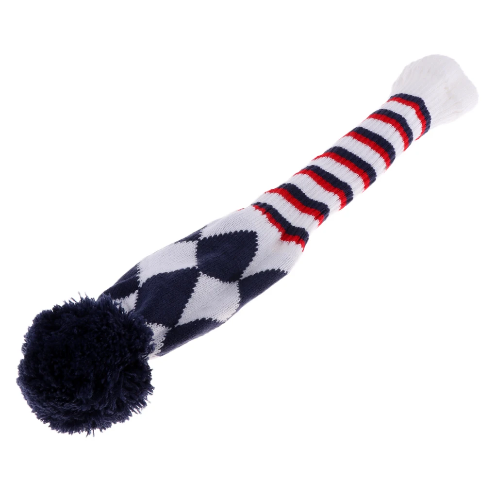 2 Classical Golf Drivers Headcover Club Sock Golf Head Cover Pom Pom Hybrid Golf Club Head Covers Putters Clubs Gear Accessories