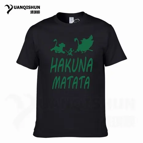 YUANQISHUN Лев футболка King Акуна Матата с принтом короткий рукав Для мужчин футболка Повседневное забавные аниме Симба Пумба Тимон футболка