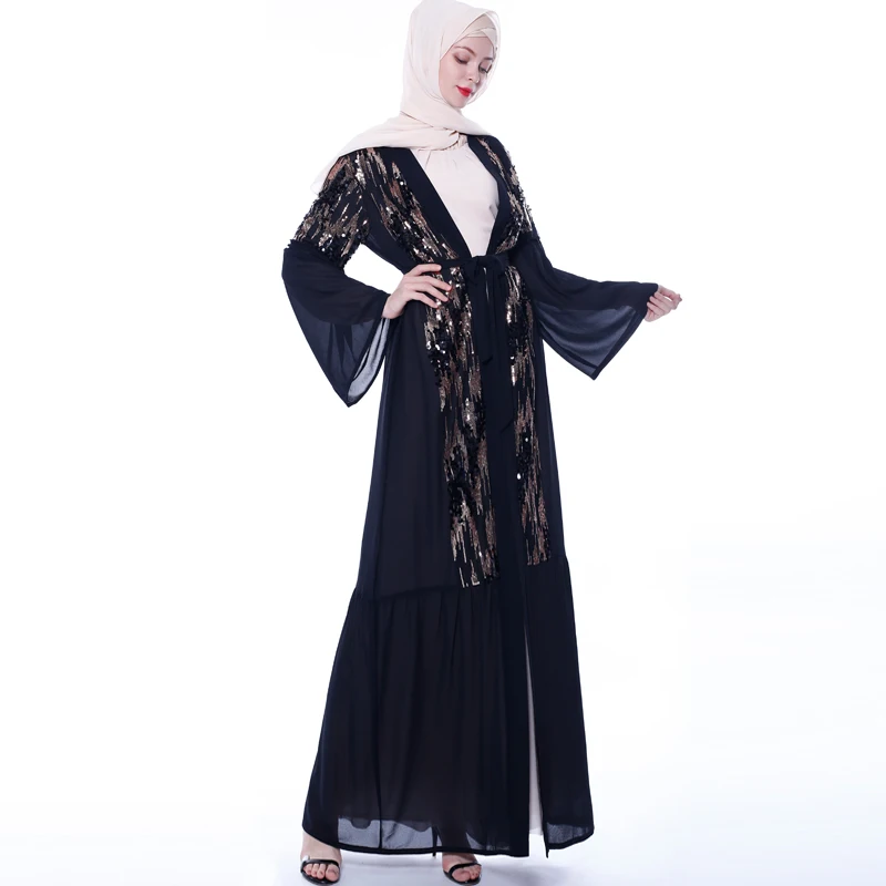 Кимоно abaya с блестками Дубайский Мусульманский платье хиджаб Абая для женщин марокканский кафтан Турецкая молитва исламский халат Оман