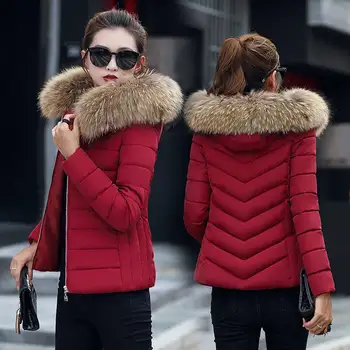 

2019 New Winter Coat Hooded Women Winter Jacket Plus size 6XL Women Parkas Warm Detachable Fur collar Student Short Slim Outwear