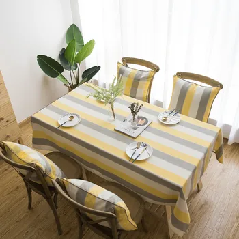 

New Nordic Striped Waterproof Tablecloth Modern Minimalist Yellow Gray Lines Tablecloth Party Dining Tablecloth Home Cover Cloth