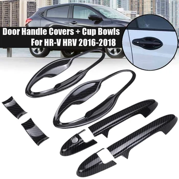 

Car Carbon Fiber Front Left Right Door Handle Cup Bowls Covers Sticker for Honda HR-V HRV 2016 2017 2018