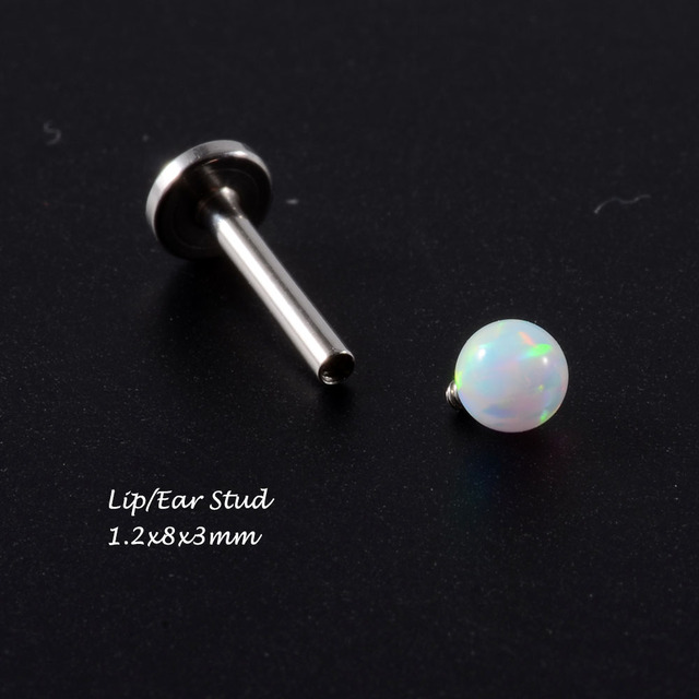 Surgical Steel Opal Stone Nose Stud Septum Clicker Rings Lip Ear Tragus Cartilage Helix Lobe Earrings Piercing Body Jewelry
