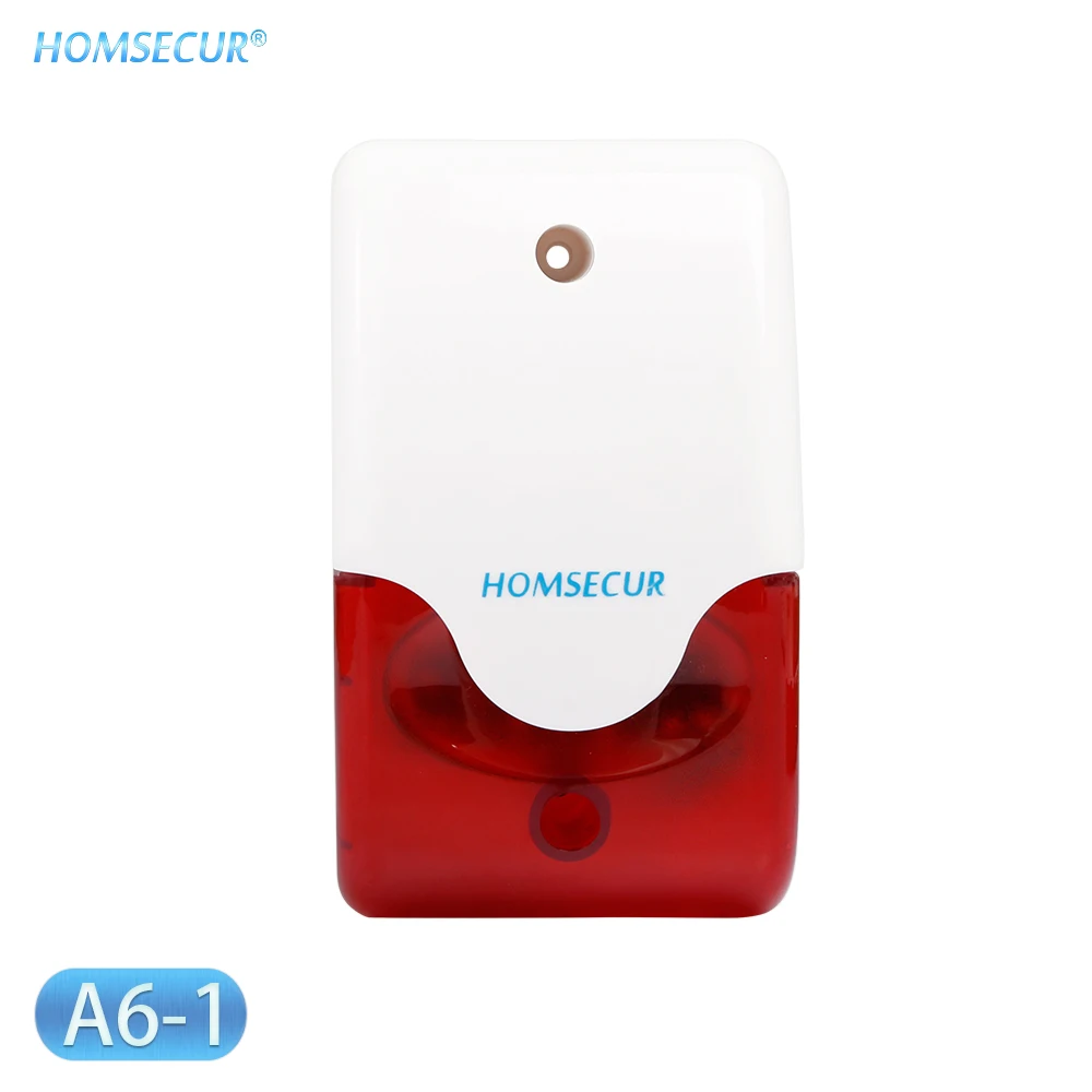 HOMSECUR DIY Беспроводная и Проводная 4G/GSM ЖК-система охранной сигнализации+ IOS/Android приложение для домашней безопасности GA01-4G-B/W - Цвет: Small Flash Siren