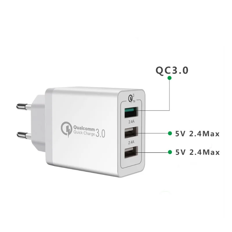 Быстрая зарядка 3,0 USB зарядное устройство для iPhone 11 Pro Max Xiaomi samsung huawei QC3.0+ 2.4A Быстрая зарядка настенное зарядное устройство для мобильного телефона