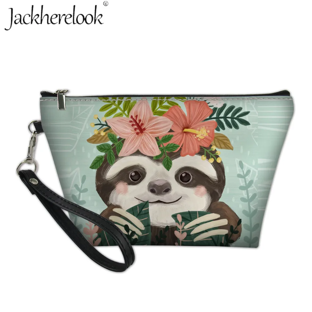 

Jackherelook Lazy Sloth Cosmetic Bag for Women Cute Animal Prints Makeup Wash Kit Case Portable Girl Travel Toiletry Pouch Mujer