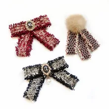 Элегантный женский воротник шеи рубашка галстуки бабочки горный хрусталь жемчуг бусина сплав свадебные бизнес рождественские украшения Униформа галстук-бабочка аксессуар