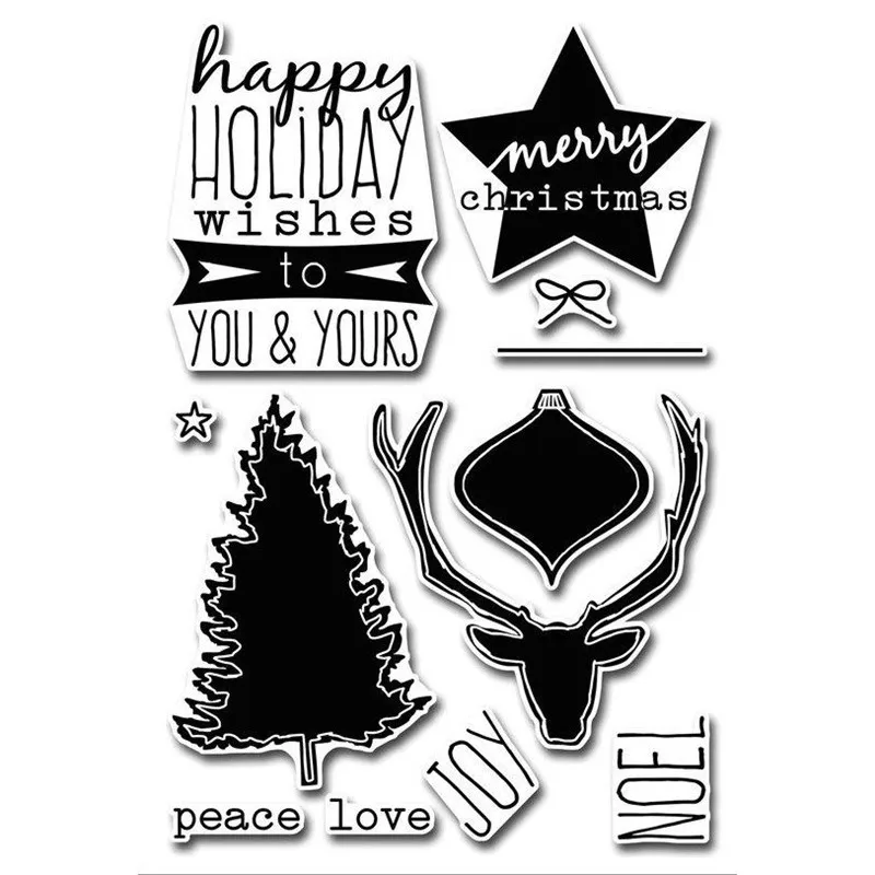 

Eastshape Antlers Christmas Tree Festive Clear Stamps and Metal Cutting Dies Scrapbooking for Craft Dies Set Embossing Stencil