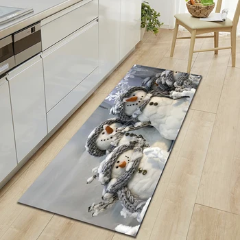 

New Christmas Snowman Printed Carpet Anti-Slip Rug for Living Room Bedroom Long Kitchen Floor Mat Xmas Entrance Doormat Bath Rug