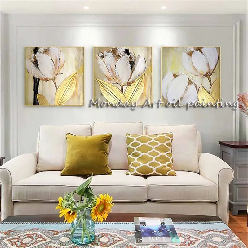 Canvas-painting-wall-art-golden-tulip-flower-oil-painting-family-living-room-home-decoration-restaurant-modern (4)副本