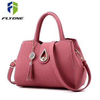 

FLYONE Fashion Women Handbags with Tassel Female Crossbody Messenger Bags PU Leather Shoulder Bag Pink Handbag Shopper Totes
