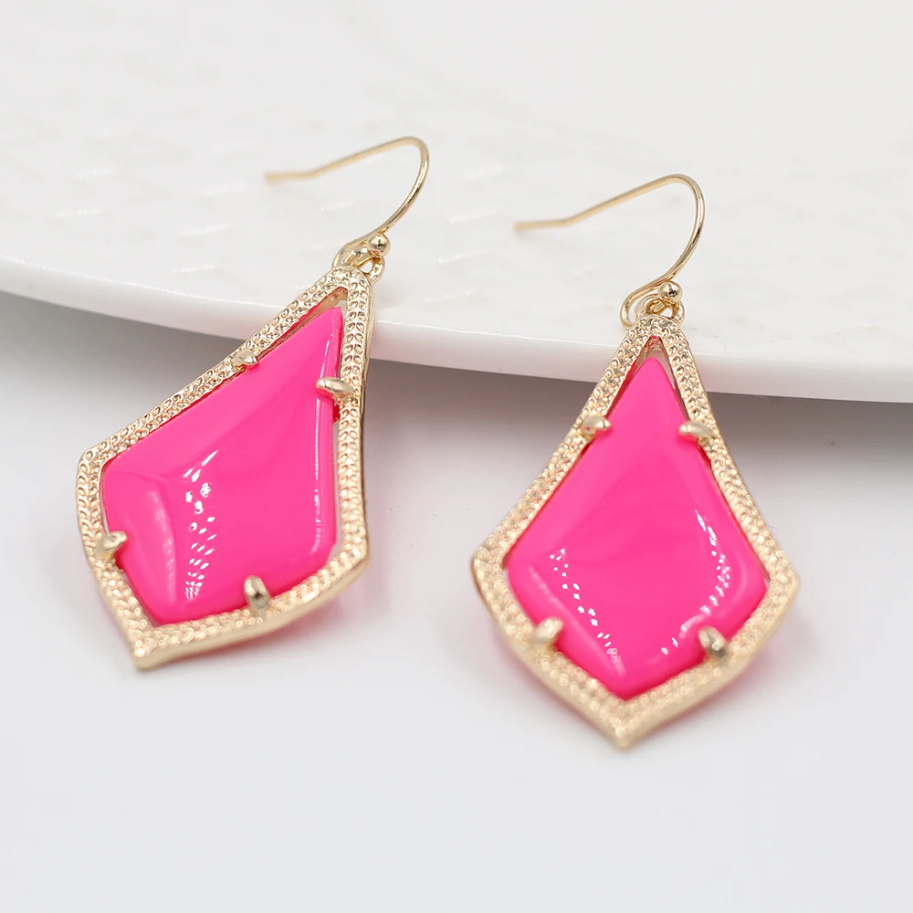 

Amazing Quality Hot Pink Resin Smooth WaterDrop Dangle Earring for Women