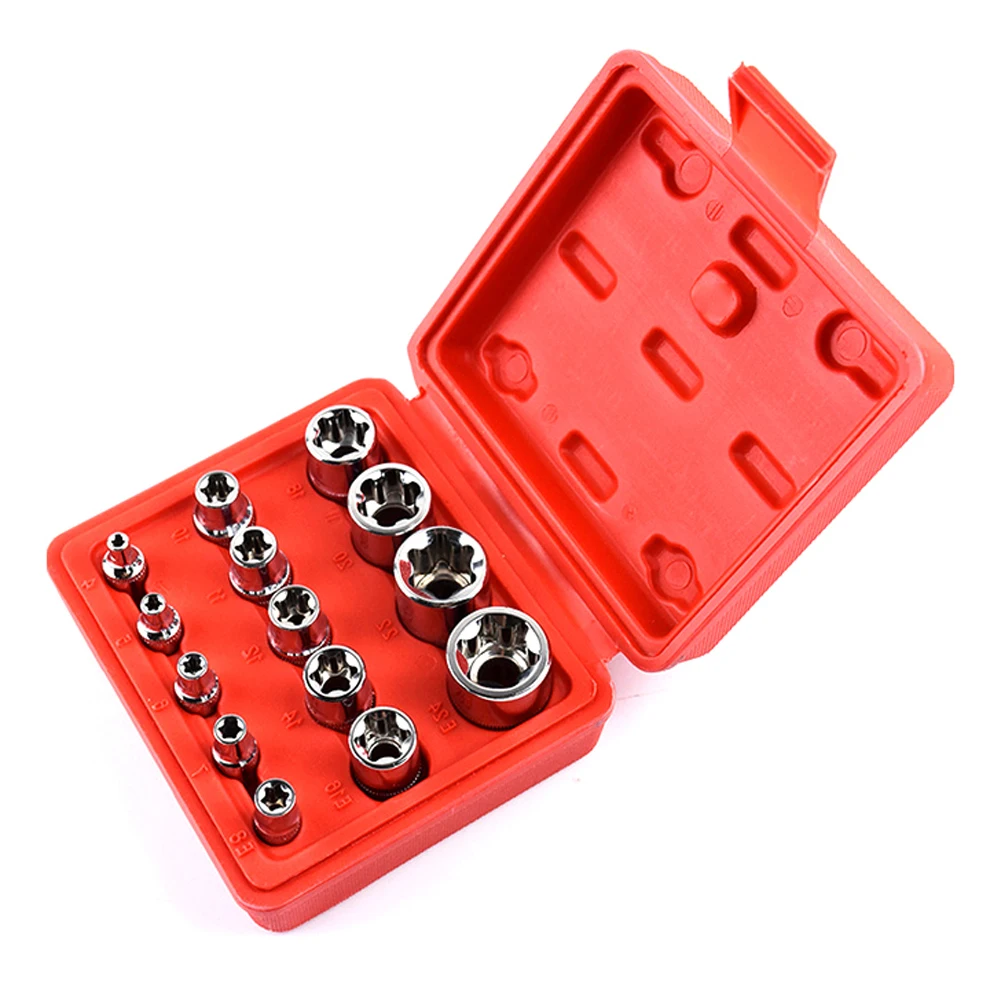 

14pcs Tamper Proof E4-E24 Torx Star Bit Socket Set Female E Type Socket Metric Professional Standard Multi-function KaariFirefly