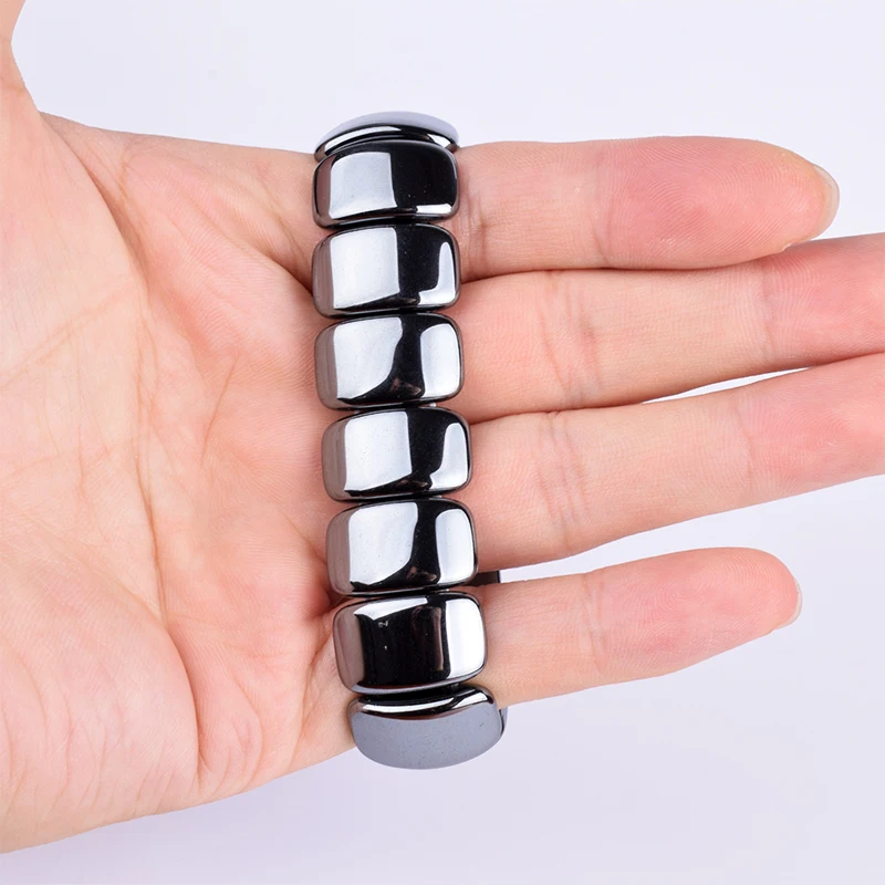Fashion Energy Hematite Magnetic Bracelets Men Nature Silver color Hematite Charm Bracelets for Women High Polish Energy Jewelry