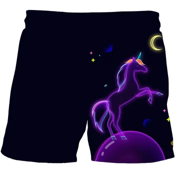 

2020 unicorn cute 3D Cartoon Boys Girls shorts Summer Printed sports breath Boys Teenager Children swim shorts