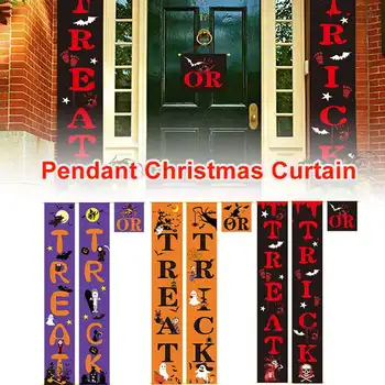 

Halloween Christmas Decor Trick Or Treat Banner Door Welcome Horror Porch Sign Wall Hanging Party Decoration Outdoor