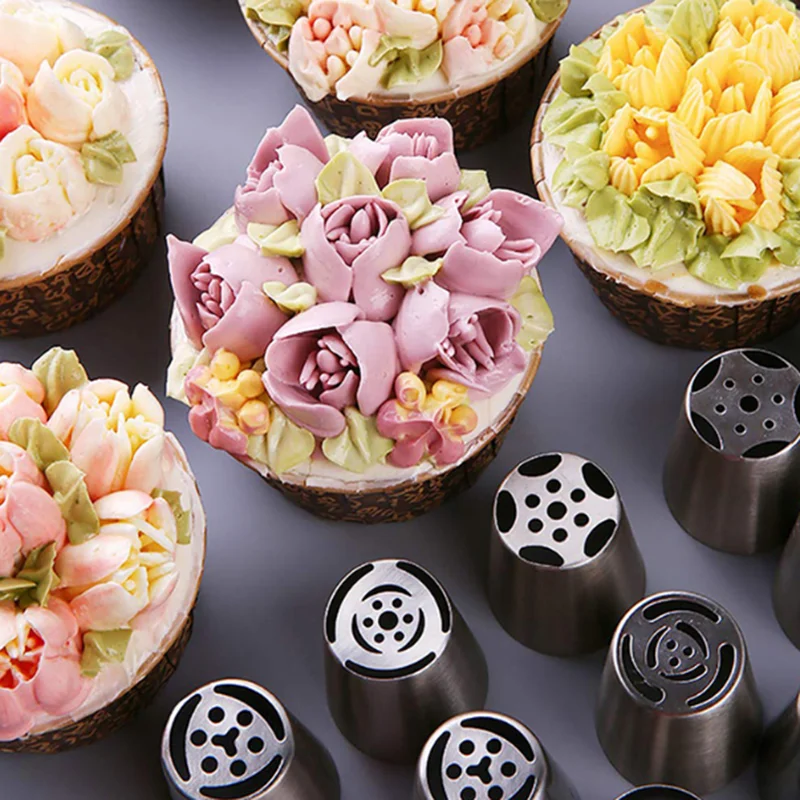 2-13pcs Russian Tulip Icing Piping Nozzles Stainless Steel Flower