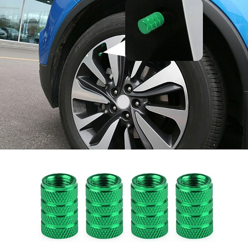 Aluminium Car Wheel Tyre Valve Stems Air Dust Cover Screw Cap 4Pcs