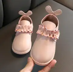 Для маленьких девочек кожаные туфли с бантом; Бесплатная доставка; платье принцессы, Розовая обувь мягкая подошва, с бантом на