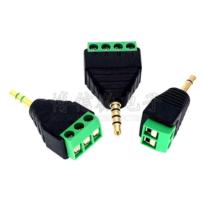 2pcs Jack 3.5mm Gold-plated Terminal Block Plug Connector Adapter Converter Male 2pin/3pin/4pin Dual Channel AV Stereo Audio |