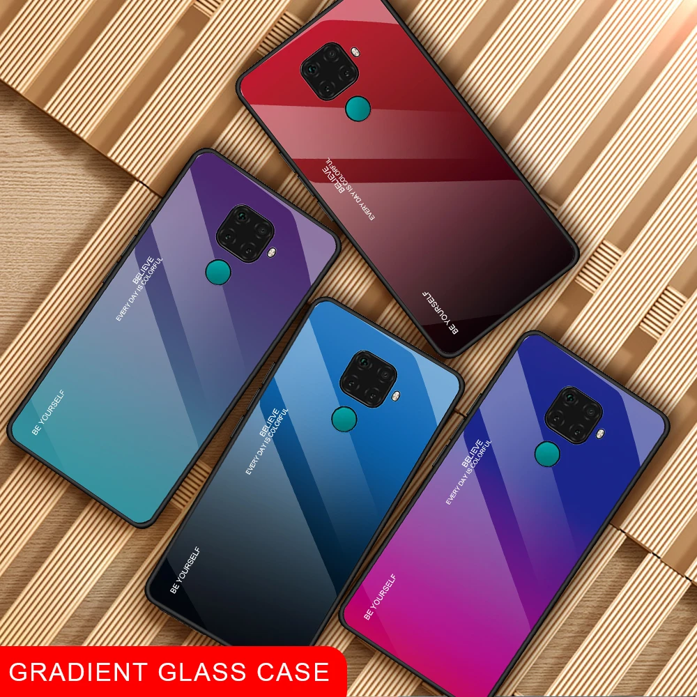 

Tempered Glass Phone Case For Huawei P20 P 20 Lite Light 2019 Gradient Cover Case Glass Case For Huawei Nova 5i Nova5 i Nova5i