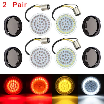 

2Inch LED 1157 Front Rear Motorcycle Turn Signal Lights Inserts Indicator Bendable Tail Stop Signal +Smoke Lens For Harley