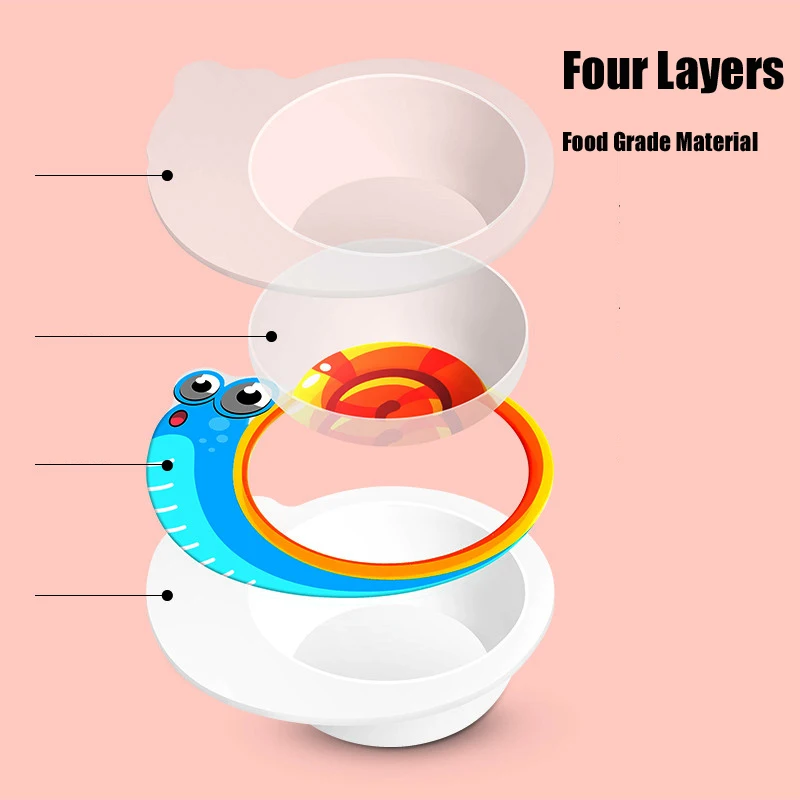 Bamboo Fiber Cartoon Toddler Plates - Fall-Proof Baby Feeding and Complementary Soup Bowls